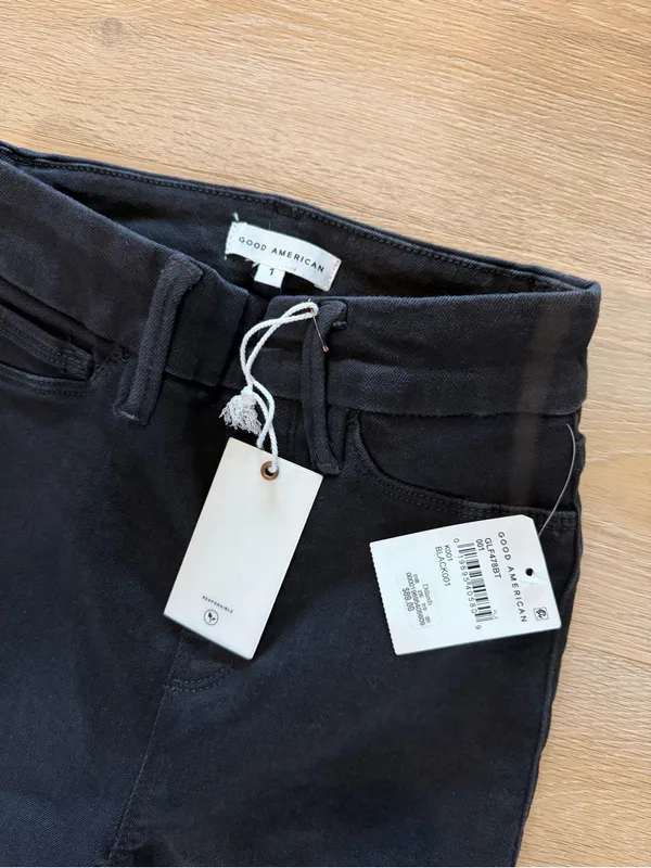 Good American Good Legs Flare Pull on black Jeans 1/small NWT $89 - Image 5