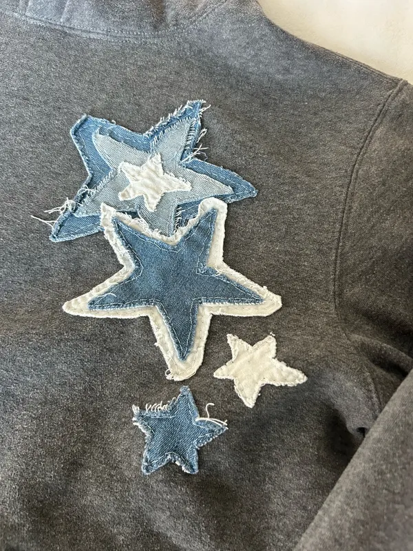 Denim Star Sweatshirt Gray Size L - Image 2