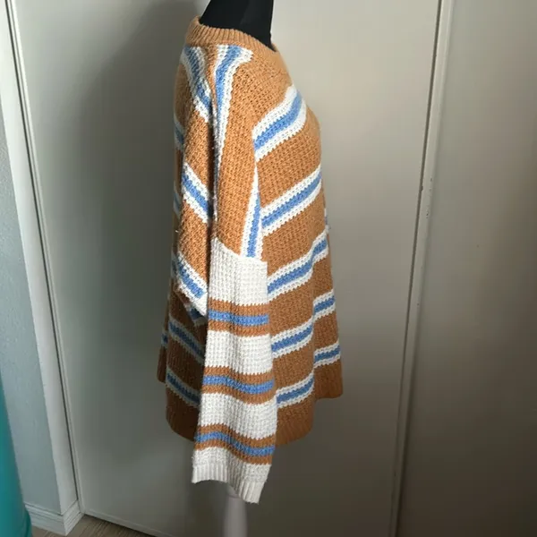 American Eagle Oversized Drop Shoulder Striped Fuzzy Cozy Knit Sweater - Image 4