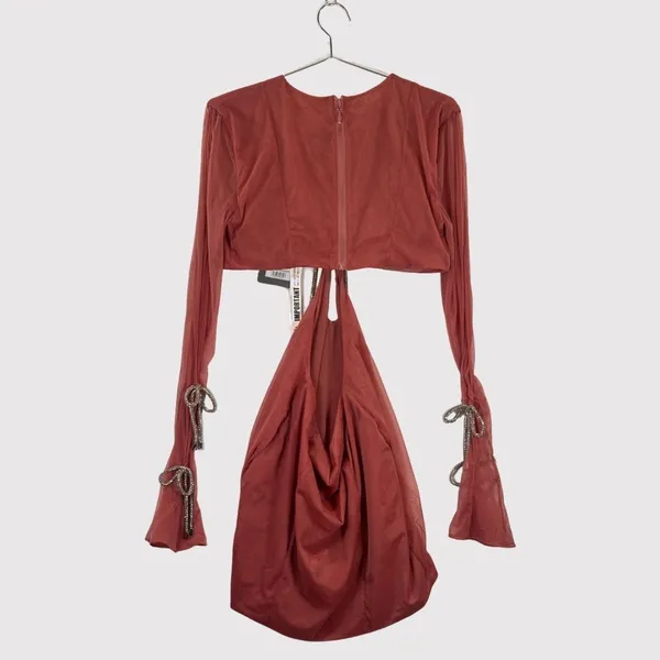 NWT House of CB Mini Dress Miranda Rose Crystal Trim Cutout Stretch Party Large - Image 3