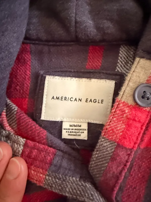 American Eagle Outfitters Flannel Cropped Hoodie - Image 2