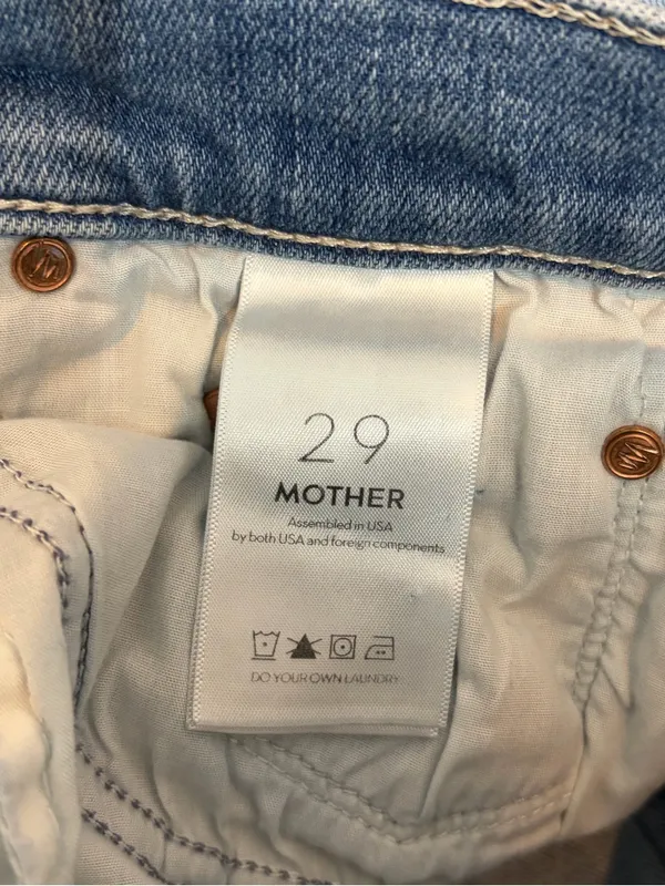 Mother denim the insider cropped a side of beans blue straight leg jeans sz 27 - Image 12