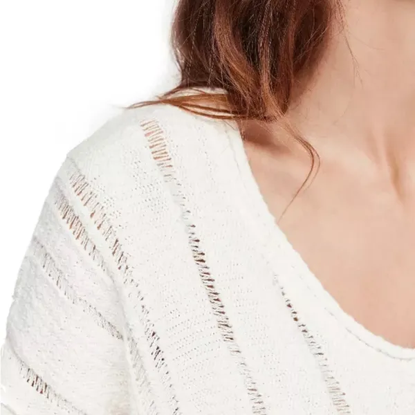 Free People Ocean Drive Ivory Distressed Pullover Sweater S - Image 10
