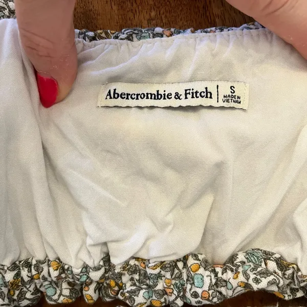 Abercrombie &‎ Fitch Fruit Print Crop Top Small Milkmaid Cottagecore Linen Blend - Image 6
