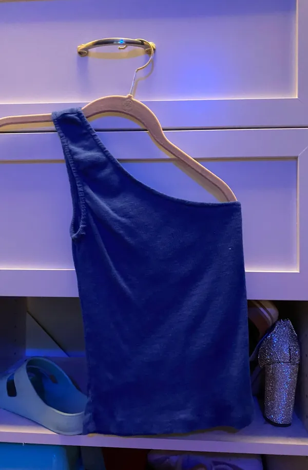 Blue One Shoulder Crop Top - Image 2