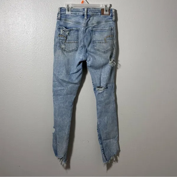 American Eagle Distressed Hi-Rise Jegging Crop Light Blue Women's Jeans size 4‎ - Image 6