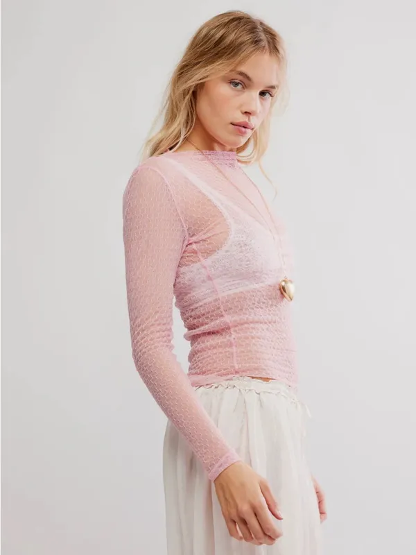FREE PEOPLE Minding My Business Top - Tickled Pink - Image 2