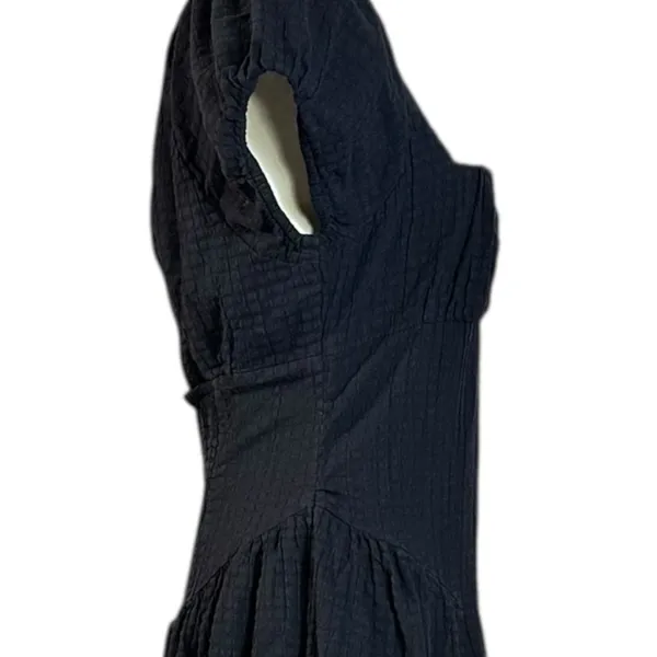 Free People Ciara Pucker Check Midi Dress in Black Size Small Minimalist - Image 7