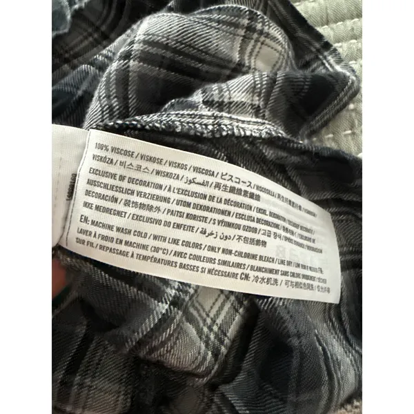 Abercrombie & Fitch Black White Plaid Peplum Button Front Top M - Image 6
