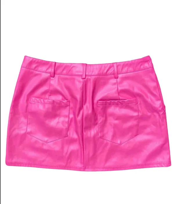 💕 NWOT Better Be Size Medium Hot Pink CZ Cubic Zirconia Crystal Embellished Vegan Leather Mini Skirt 💕 - Image 4