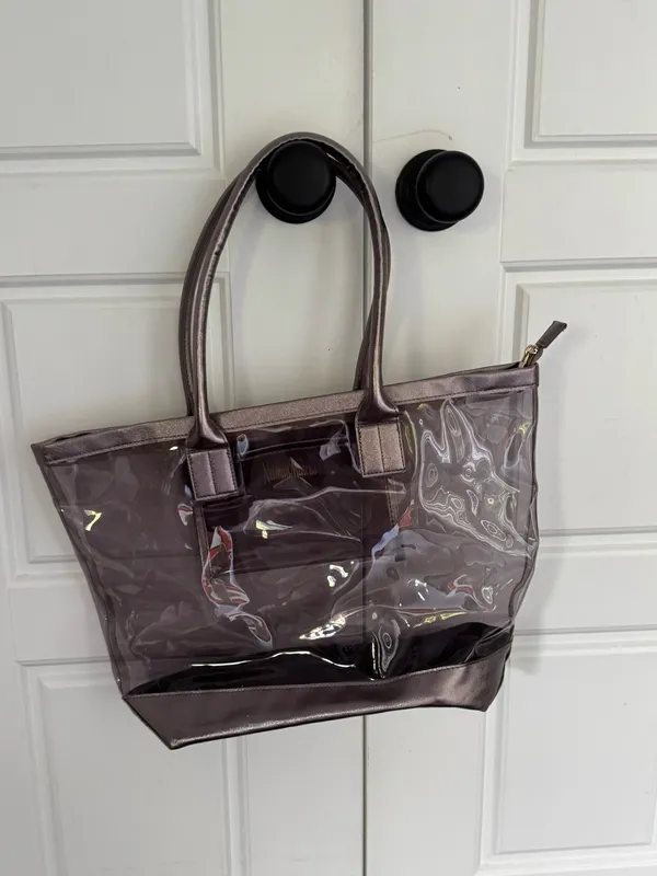 Neiman Marcus Clear PVC Metallic Bronze Trim Tote Bag - Image 5