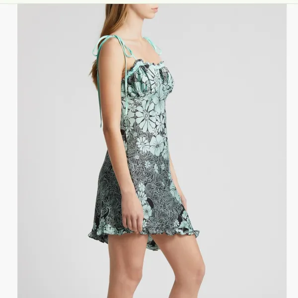 NWT Free People Retro Daisy Asymmetric Slipdress Large, BLACK COMBO - Image 5