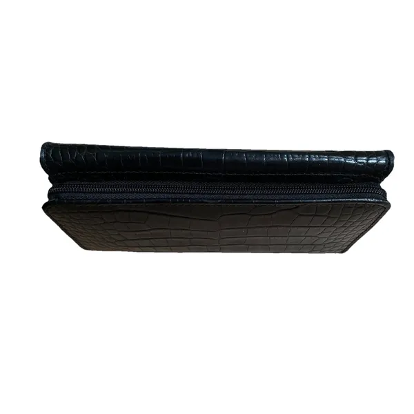 BRIGHTON Zip Around Glossy Black Croc‎ Leather Clutch Wallet - Image 7