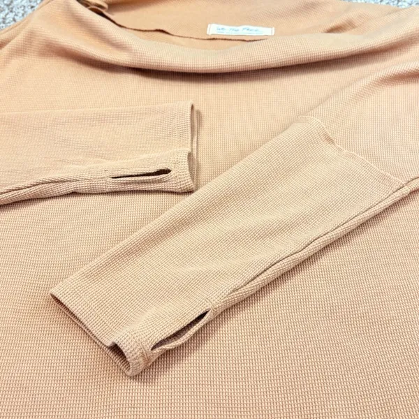 We The Free‎ Fuji Thermal Top Blouse Women LG Tan Waffle Knit Off Shoulder Boho - Image 11