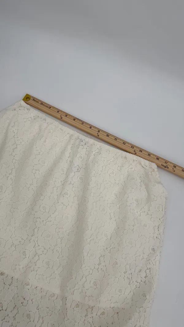 Old Navy Skirt Women’s L Cream High Waisted Lace Midi Pull On Summer Casual NWT - Image 6