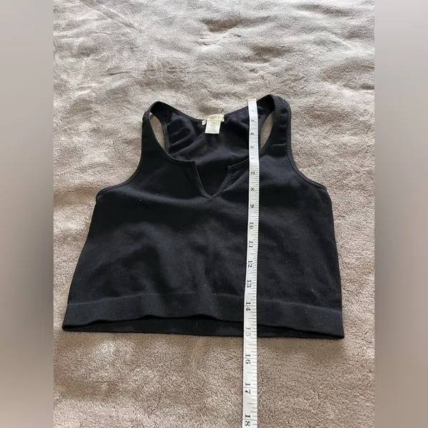 BOZZOLO Black Ribbed Crop Tank Top Sports Bra Activewear Gym Casual Sz S/M EUC - Image 5