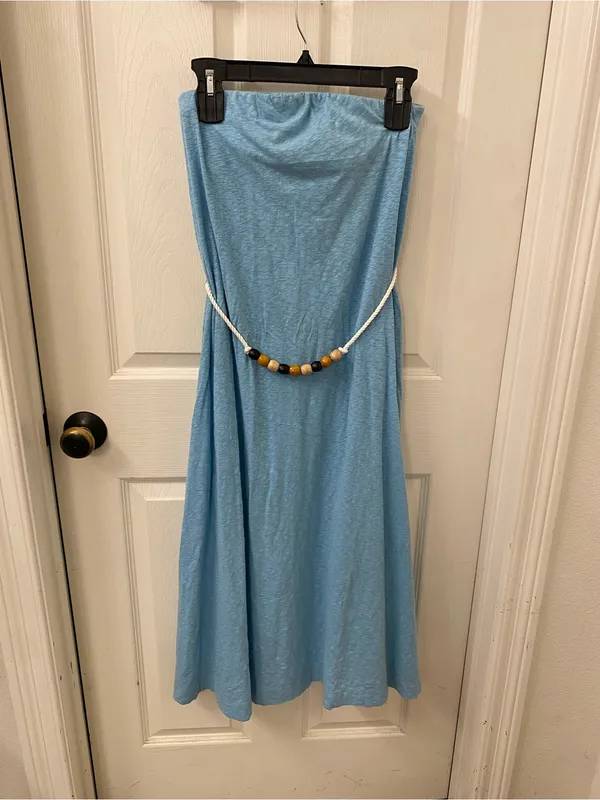 Free People Beach Strapless Light Blue Midi Dress - Image 8