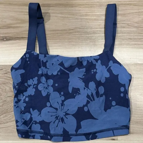 Aerie Floral Printed Ribbed Offline Bralette Blue Women’s XS - Image 2