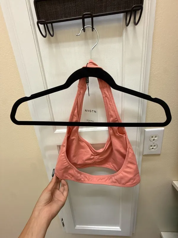 NVGTN Women's Ruched Halter Sports Bralette in Coral/Pink - Image 4