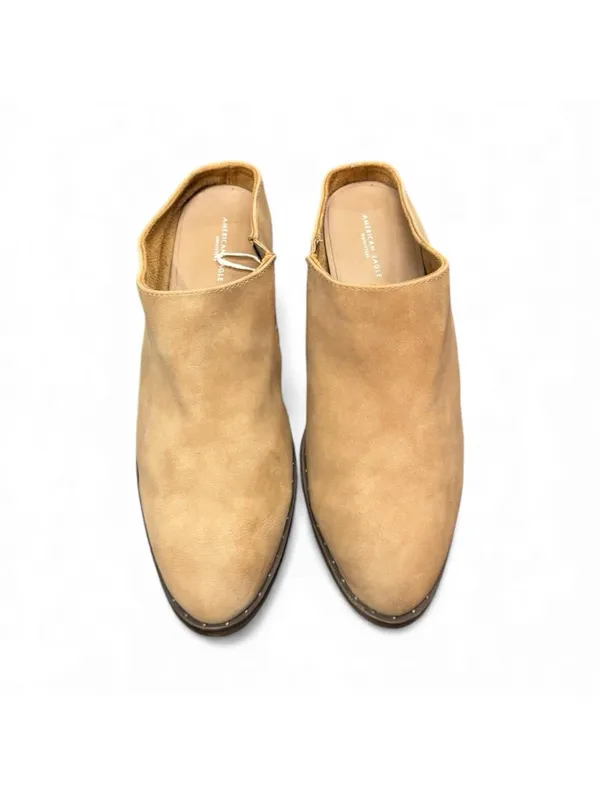 (RC) American Eagle Women's Tan Block Heel Mule Clog Slide Booties Size 10 Shoes - Image 2