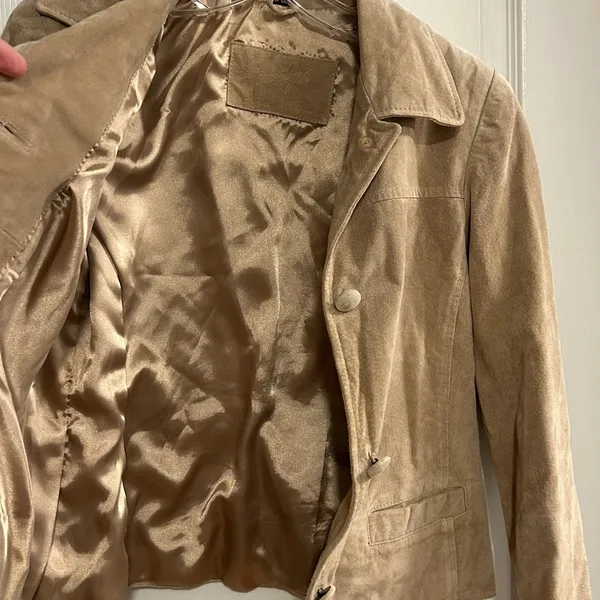 Jacqueline‎ Ferrar Suede Leather Jacket Tan Petite Small Button Front Pockets - Image 7