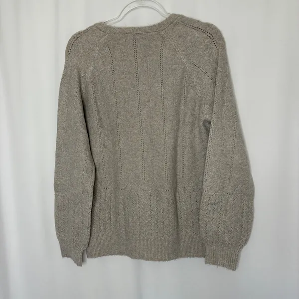 Briggs Oatmeal Beige Button Front Cardigan Sweater Polyester NWT Womens Medium - Image 7