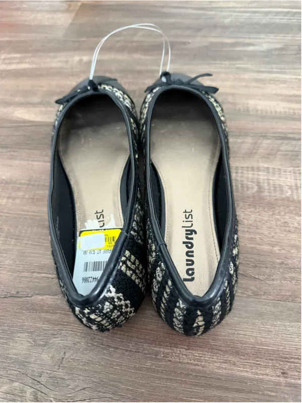 Laundry List Ballet Flats Size 8 Black Gold - Image 2