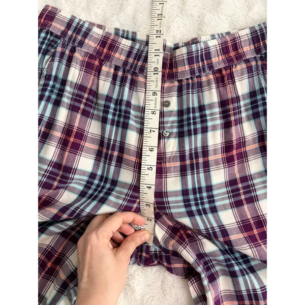 Victoria's Secret Gray Top Purple Plaid Pants Loungewear Pajama Set S Long - Image 13