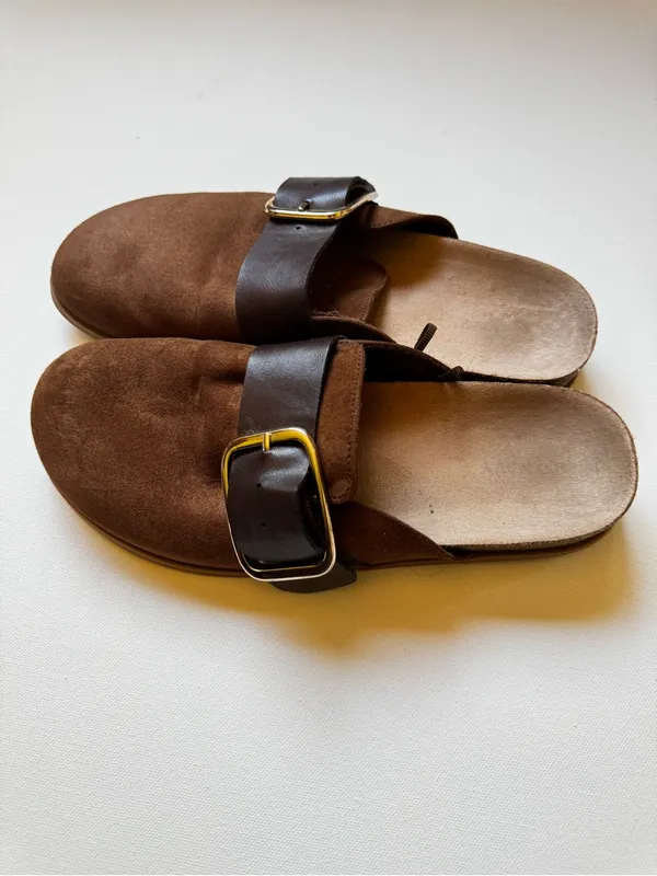 Old Navy Brown Suede Buckle Slide Loafers - Image 2