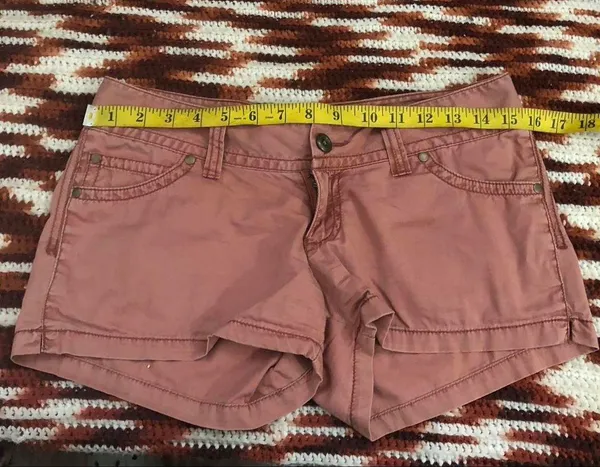 Y2K 2000s Mudd Micro Mini Baddie Hot Girl Low Rise Khaki Pinkish Brown Booty Shorts #fairy #grunge #gorpcore Size 7/8/M-Measurement in pics - Image 4