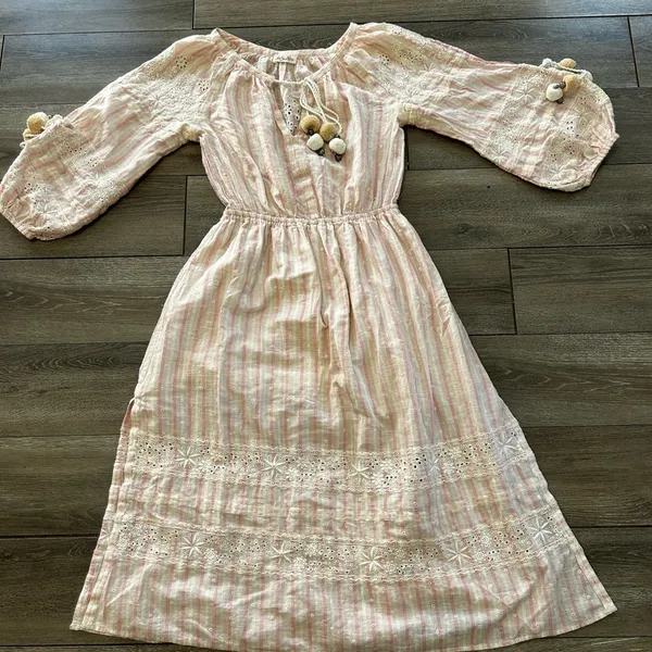 Rare Loveshackfancy Pink Isla Midi Embroidered Boho Dress - Image 2