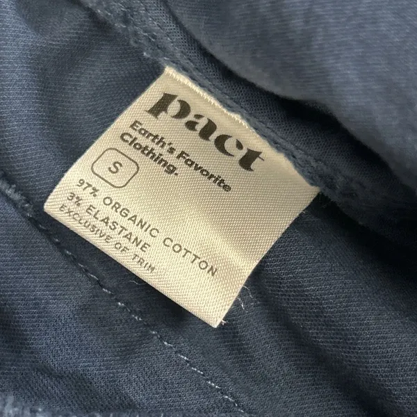 Pact Shorts Womens Small Navy Blue Stretch Organic Cotton Pockets Pull On - Image 3