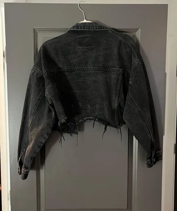 Distressed Black Jean Jacket - Image 2