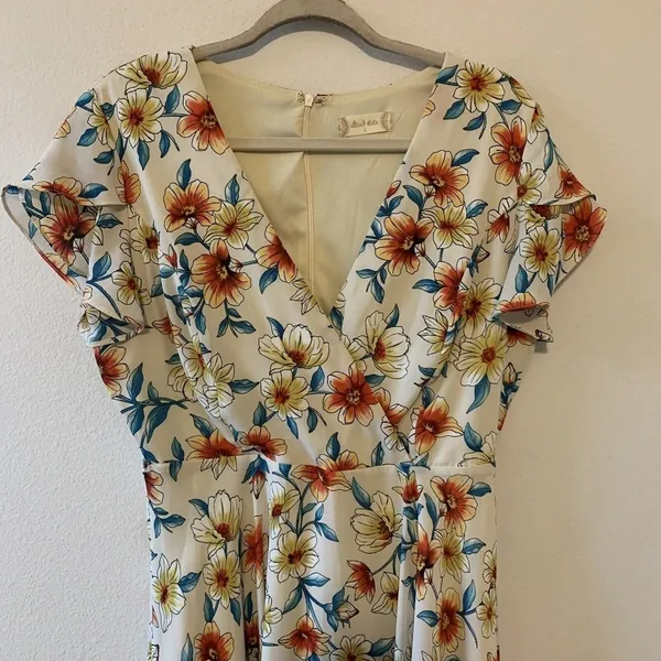 Altar'd State Womens Size Large Multicolor Floral Print Surplice Shift Dress - Image 2