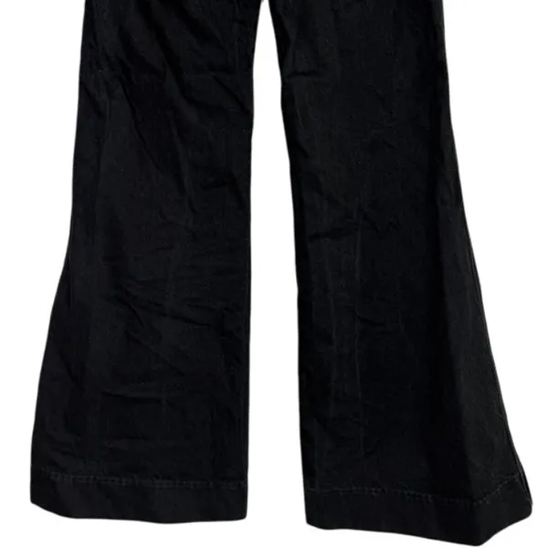 ZARA Mid Rise Wide Flare Leg Full Length Boot Cut Jean 100% Cotton 4 Black #4117 - Image 6