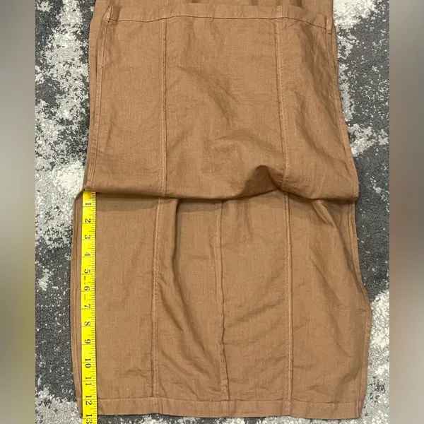 Zara brown linen-blend midi dress with matching belt and Slit Size XS - Image 4