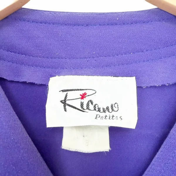 Vintage Ricano Petites Purple Long Sleeve Shirt Dress Pattern Belt Sz S/M Petite - Image 3