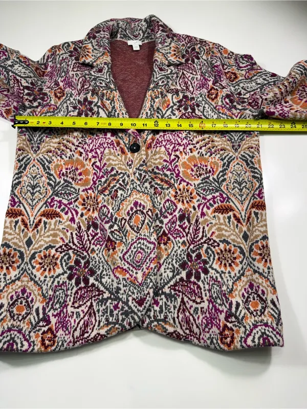 J. Jill Floral Knit Cardigan in Purple, Pink and Cream - Image 4