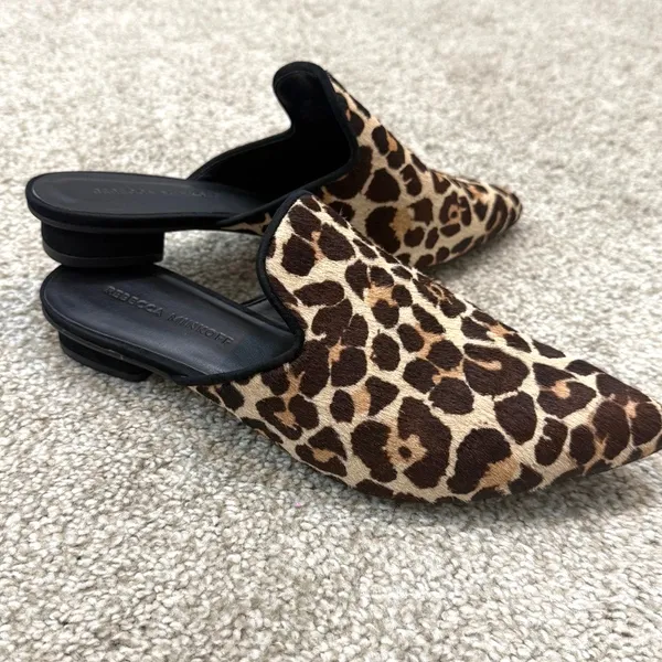 Rebecca Minkoff 8 Chamille Too leopard print pony cow hair mules 3468 - Image 8