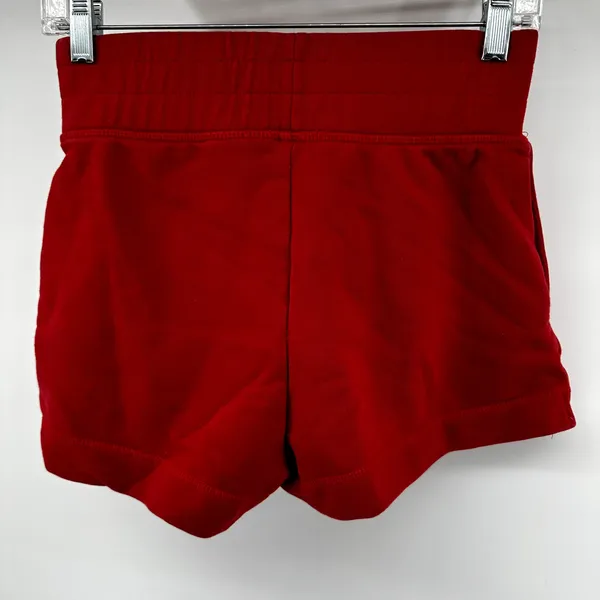 H&M Sweat Shorts Elastic Waistband Mid Rise Pockets Stretch Lounge Cotton Red XS - Image 3