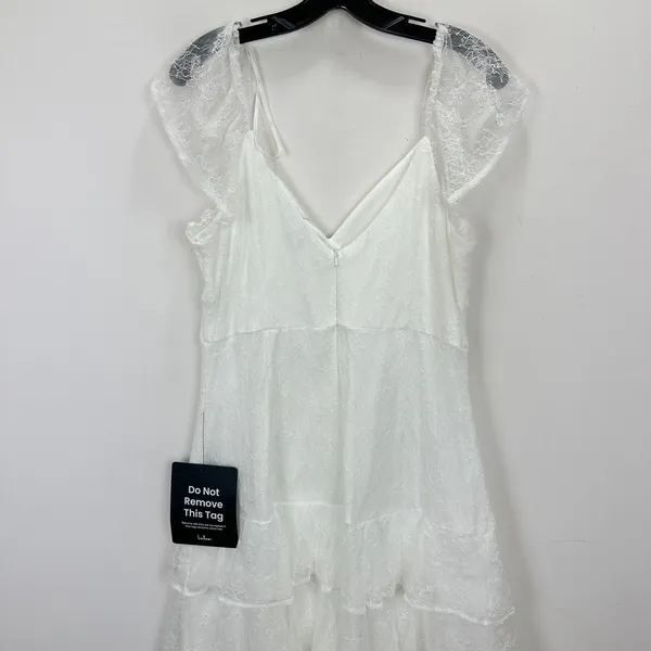 Lulus Graceful Darling White Lace Flutter Sleeve Tiered Midi Dress XL NWT - Image 11