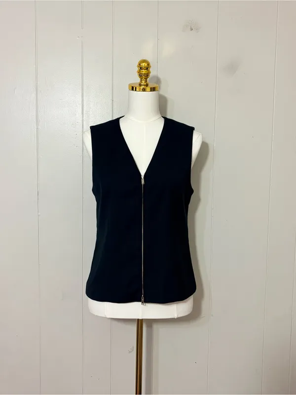 Abercrombie & Fitch Tailored Zip Vest Black Sleeveless Top Size M - Image 3