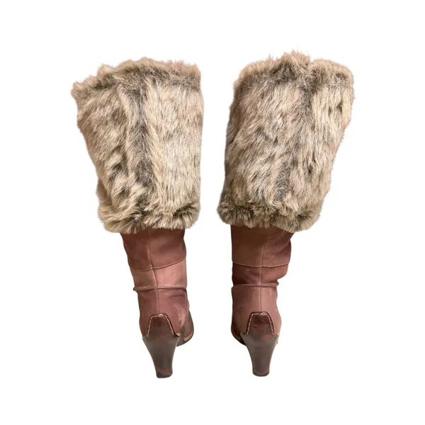 Timberland Baychester Faux Fur Fold Down Vintage Y2K Wedge Boots Size 9.5M - Image 2