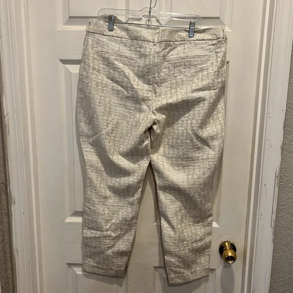 Old Navy The Diva Silver Metallic Jacquard Skinny Ankle‎ Pants Womens 14 Holiday - Image 6
