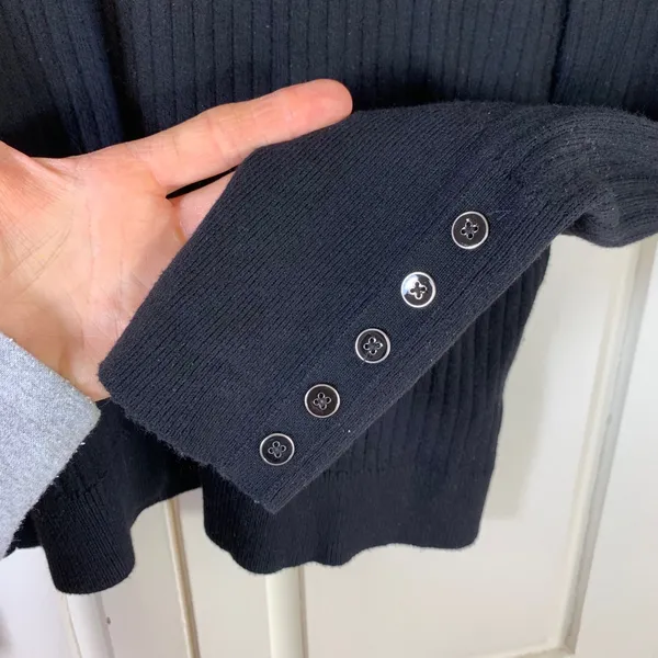 Talbots Womens Black Ribbed‎ Turtleneck Sweater Button Cuff Cotton Blend Size L - Image 5