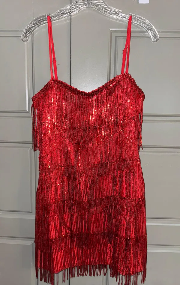 Red Sequin Boutique Dress - Image 2