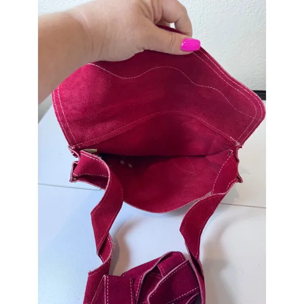Y2K Vintage Suede Crossbody Bag Women Floral‎ Patchwork Boho Indie Cottagecore - Image 5