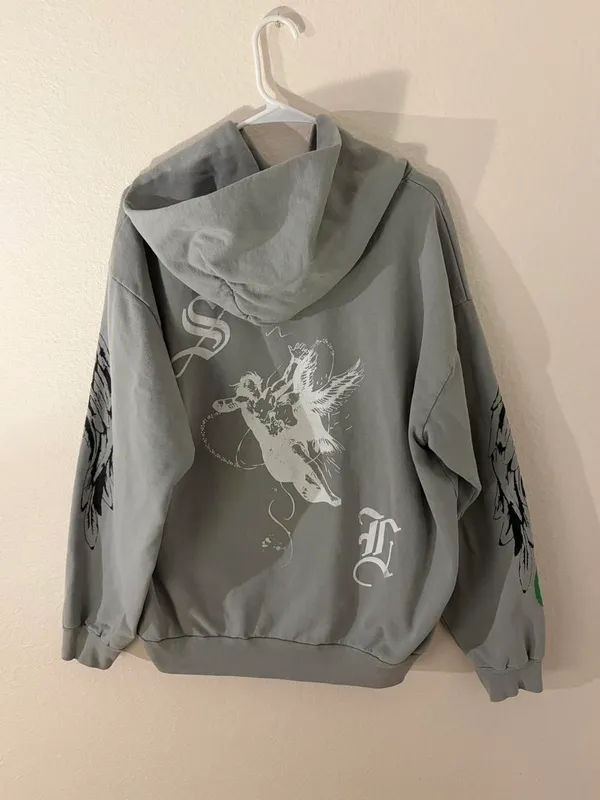 Grey and black starlife graphic hoodie - Image 2