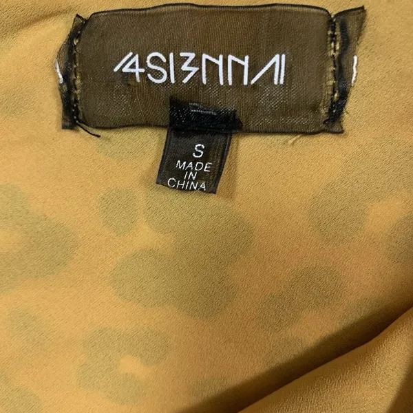 Urban Outfitters 4SI3NN4 Mustard Brown‎ Leopard Print Spaghetti Strap Crop Top S - Image 3