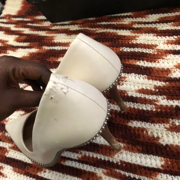 COACH Restored Waverly PumpS Office Siren Core Heels Genuine Leather White Silver Studded-6.5B Comes with box - Image 6